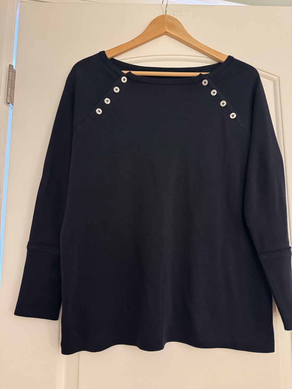 Women’s Navy Button-Accent Long Sleeve Top